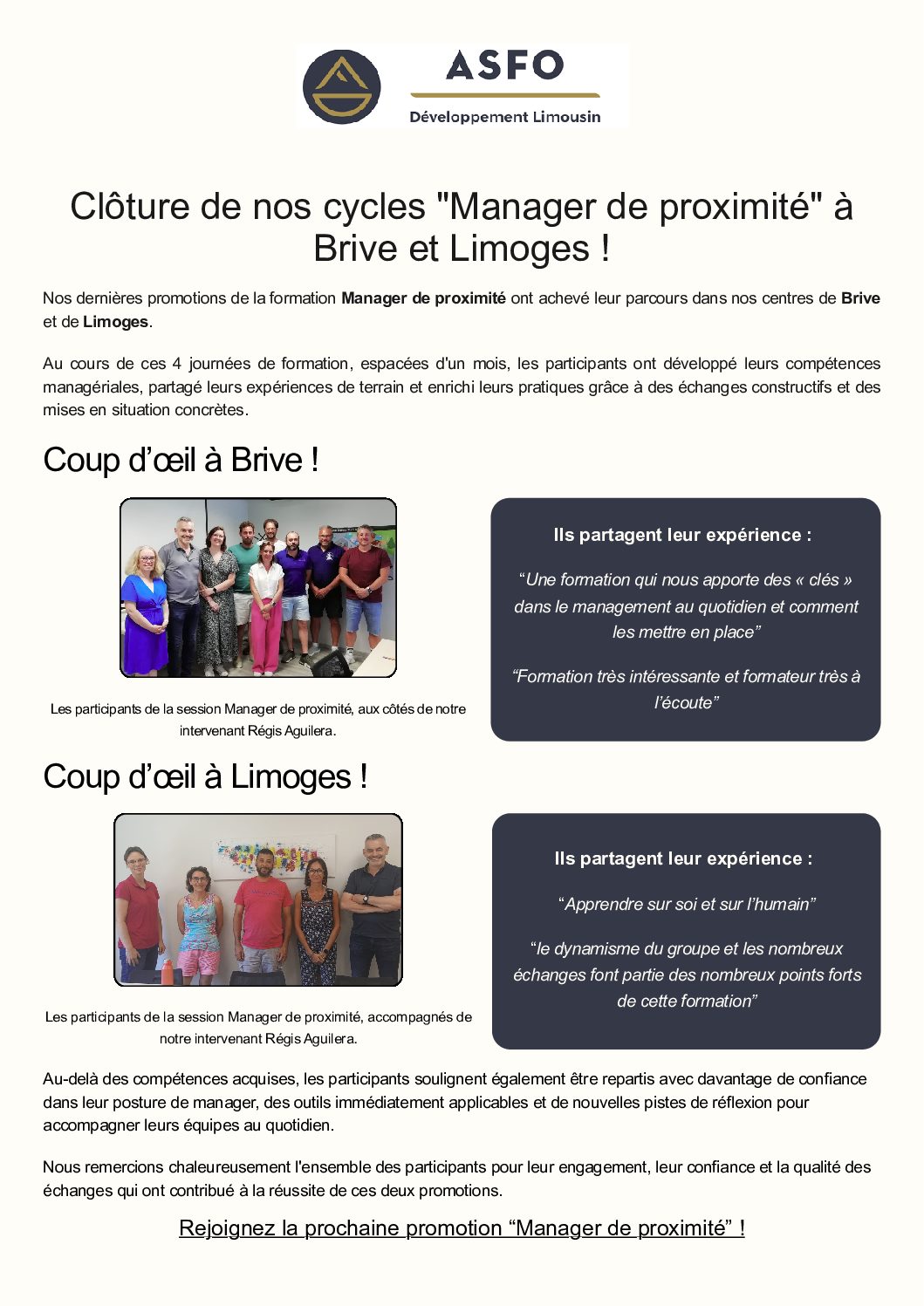 Formations management à Brive et Limoges