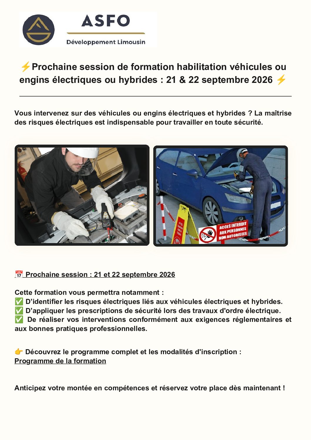 Formations Habilitation véhicules ou engins électriques ou hybrides